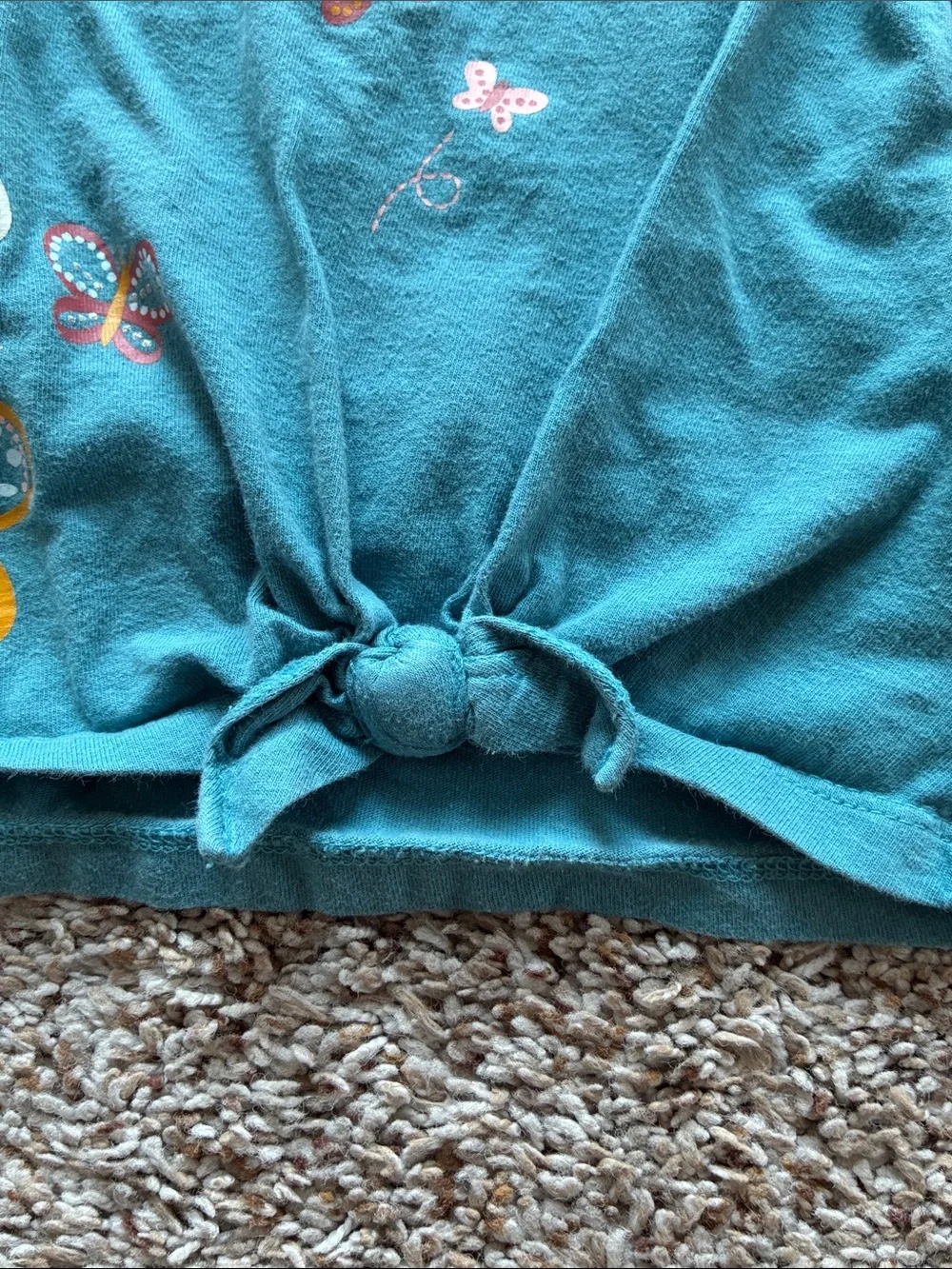 Carter's Teal Long Sleeve Butterfly Tie-Front Top